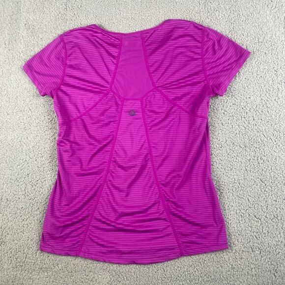 Marmot Women's Medium Purple Striped Polyester Elastane Short Sleeve Shirt - Picture 9 of 10